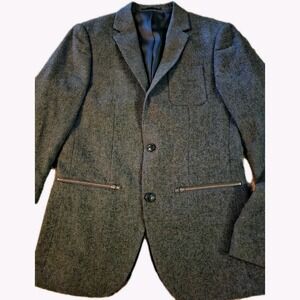 Womens Blazer Sz Small (34R) Wool Blend  Unique Zip Detail Work Jacket NWOT